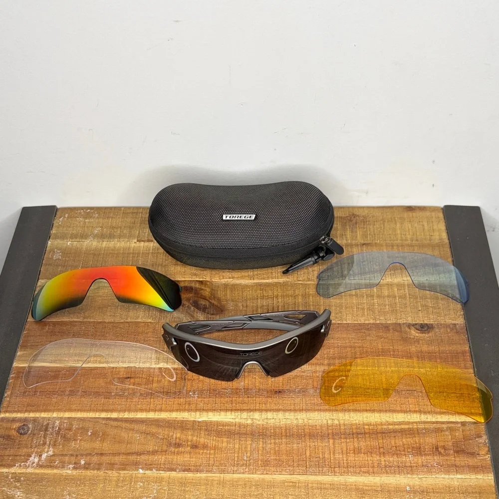 Torege Sunglasses With 5 Sets Of Lenses And Hard Case